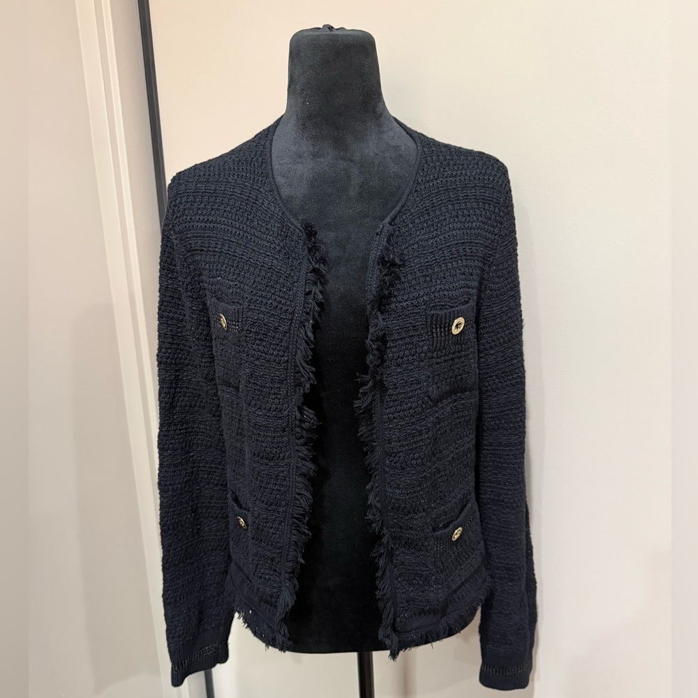 Lilly Pulitzer Black Beckington Fringe Cardigan Jacket